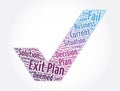 Exit Plan check mark word cloud collage, business concept background