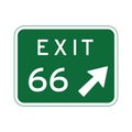 Exit 66 route sign. Vector illustration decorative design