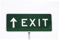 Exit sign arrow pointing up upwards white background
