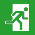 Exit green color sign, emergency exit icon Royalty Free Stock Photo