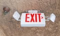Exit sign with emergency light and fire extinguishing system Royalty Free Stock Photo
