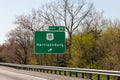 Exit sign for Harrisonburg, Virginia Royalty Free Stock Photo