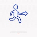 Exit sign, man running out thin line icon