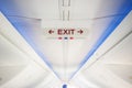 Exit sign in modern jet Royalty Free Stock Photo