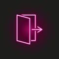 exit sign neon style icon. Simple thin line, outline vector of web icons for ui and ux, website or mobile application Royalty Free Stock Photo