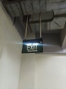 Exit sign in the tower