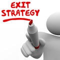 Exit Strategy Man Writing Words Marker Pen Planning