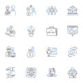 Exit Strategy line icons collection. Contingency, Planning, Optimize, Succession, Closure, Liquidation, Withdrawal