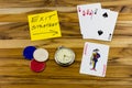 Exit strategy success solution decision plan gambling cards poker chips