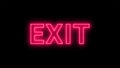 Exit text with neon glow effect black background. Red neon effect on Exit Text