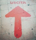 Exit text painted floor uscita Royalty Free Stock Photo