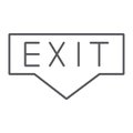 Exit thin line icon, emergency and doorway, evacuation sign, vector graphics, a linear pattern on a white background. Royalty Free Stock Photo