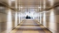 Exit tunnel underpass and stairs in sunlight, blurred background