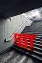 EXIT on Urban staircase in underground passage Royalty Free Stock Photo