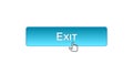 Exit web interface button clicked with mouse cursor, blue color, log-out