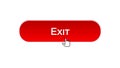 Exit web interface button clicked with mouse cursor, red color, log-out