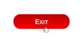 Exit web interface button clicked with mouse cursor, red color, log-out Royalty Free Stock Photo