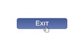 Exit web interface button clicked with mouse cursor, violet color, log-out