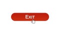 Exit web interface button clicked with mouse cursor, win red color, log-out