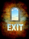 Exit Word Photo Collage Grunge Style of Capture Escape Theme Concept