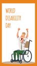 Exited Disabled Office Worker Sit in Wheelchair