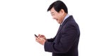 Exited, happy businessman with smartphone