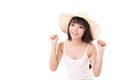 Exited, happy, smiling woman looking at camera Royalty Free Stock Photo