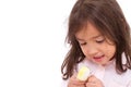 Exited little girl with her jelly or gelling sugar Royalty Free Stock Photo