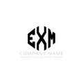 EXM letter logo design with polygon shape. EXM polygon and cube shape logo design. EXM hexagon vector logo template white and Royalty Free Stock Photo