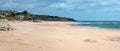 Exmouth beach in Devon England in panoramic landscape view. Royalty Free Stock Photo
