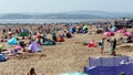 Exmouth. A popular seaside resort in Devon. South West England.Crowds flock to the beach on May Bank Holiday Sunday 2018 Royalty Free Stock Photo