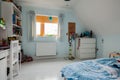 Childs blue and white furnished bedroom