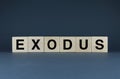 Exodus. Cubes form the word Exodus
