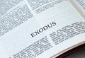 Exodus open Holy Bible Book close-up. Old Testament Scripture Royalty Free Stock Photo