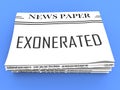 Exonerated Newspaper Showing Criminal Investigation Dismissed Or Defendant Let Off 3d Illustration