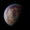 Habitable alien planet isolated on black background