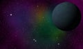 Exoplanet in deep galaxy design background