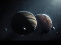 Exoplanet in a far dark space with inclement weather. Super detailed planets. Royalty Free Stock Photo