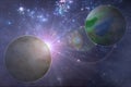 Exoplanet illustration, two alien planets Royalty Free Stock Photo