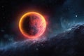 exoplanet orbiting a distant star in colorful nebula