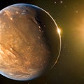 Exoplanet in outer space. Extraterrestrial solar system. Generative Artificial Intelligence Royalty Free Stock Photo