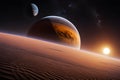 Exoplanet in outer space. Extraterrestrial solar system. Generative Artificial Intelligence Royalty Free Stock Photo