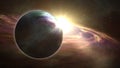 Exoplanet sunrise and cosmos exploration