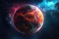 exoplanet with a vibrant and colorful atmosphere in deep space