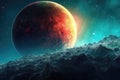 exoplanet with a vibrant and colorful atmosphere in deep space
