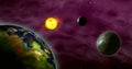 Exoplanets in foreign solar system Royalty Free Stock Photo