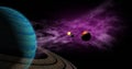 Exoplanets in foreign solar system Royalty Free Stock Photo