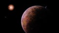 Exoplanets orbiting a red dwarf star Royalty Free Stock Photo