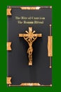 Exorcism book on green background