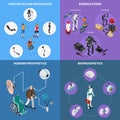 Exoskeleton Bionic Prosthetics Concept Icons Set Royalty Free Stock Photo
